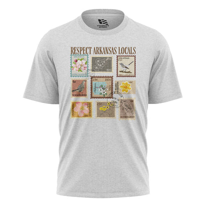 Arkansas Respect Locals Stamps Tee - White flatlay