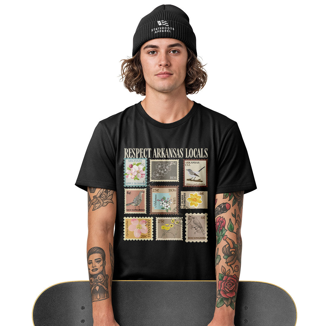 Arkansas Respect Locals Stamps Tee - White view