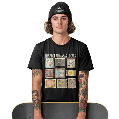 Arkansas Respect Locals Stamps Tee - White view
