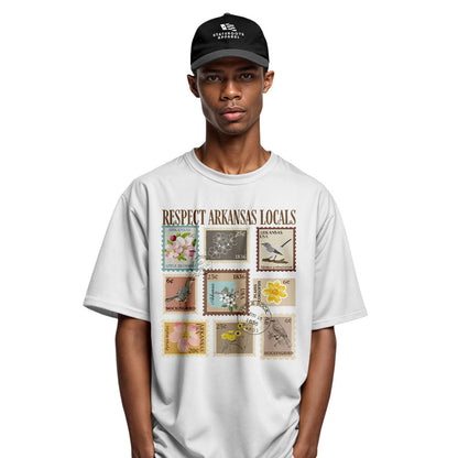 Arkansas Respect Locals Stamps Tee - White view