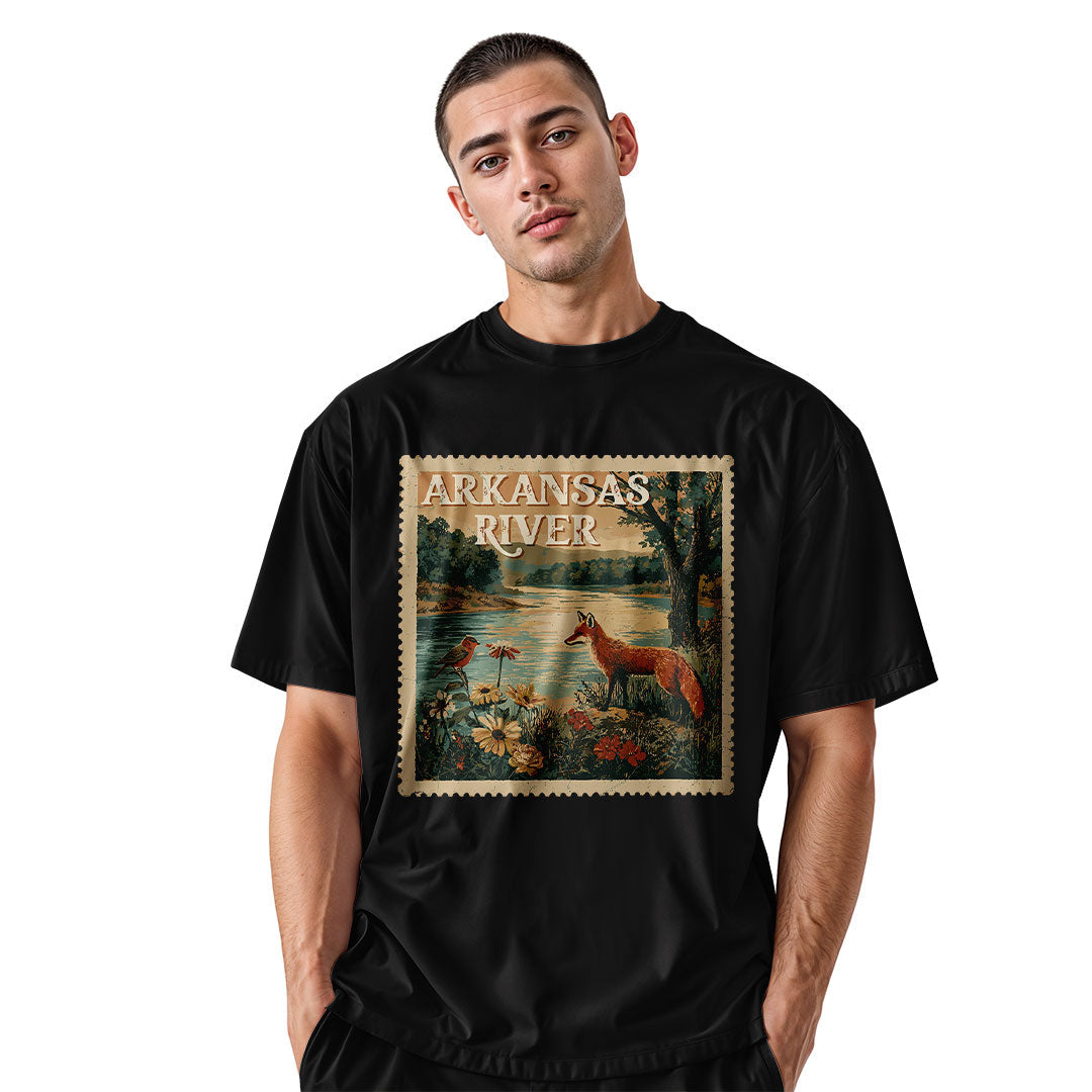 Arkansas River Fox Stamp Tee - Black view