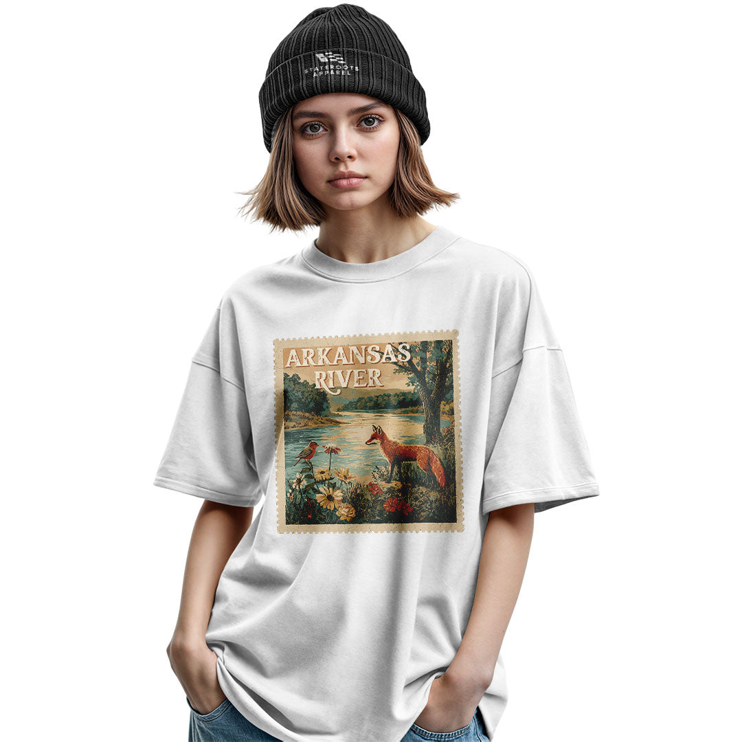 Arkansas River Fox Stamp Tee - Military Green view