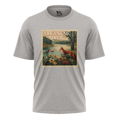 Arkansas River Fox Stamp Tee - Sport Grey flatlay