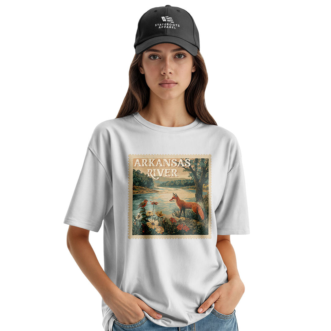 Arkansas River Fox Stamp Tee - White view
