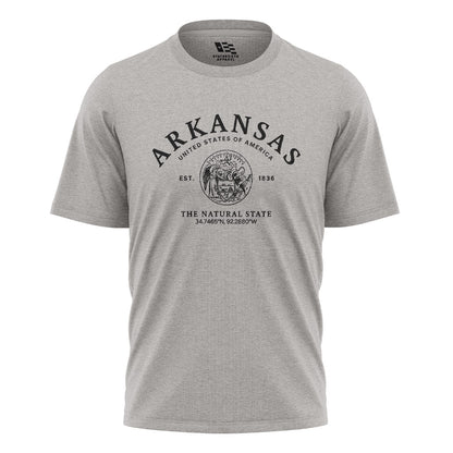 Arkansas State Seal Coordinates Tee - Sport Grey flatlay