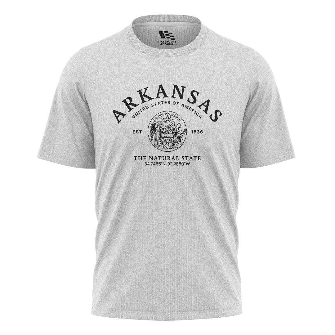 Arkansas State Seal Coordinates Tee - White flatlay