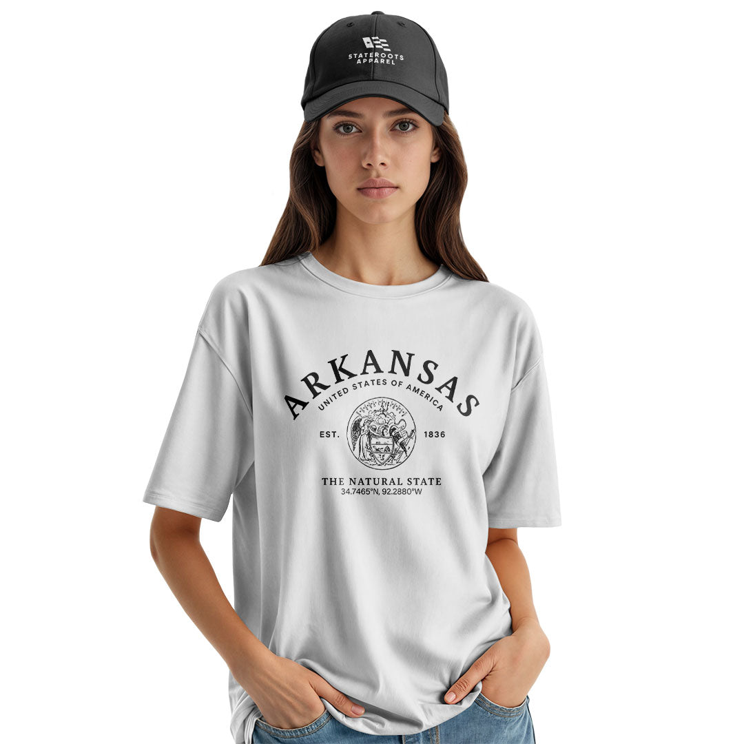 Arkansas State Seal Coordinates Tee - White view