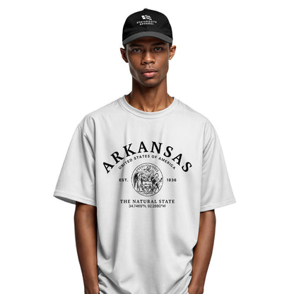 Arkansas State Seal Coordinates Tee - White view