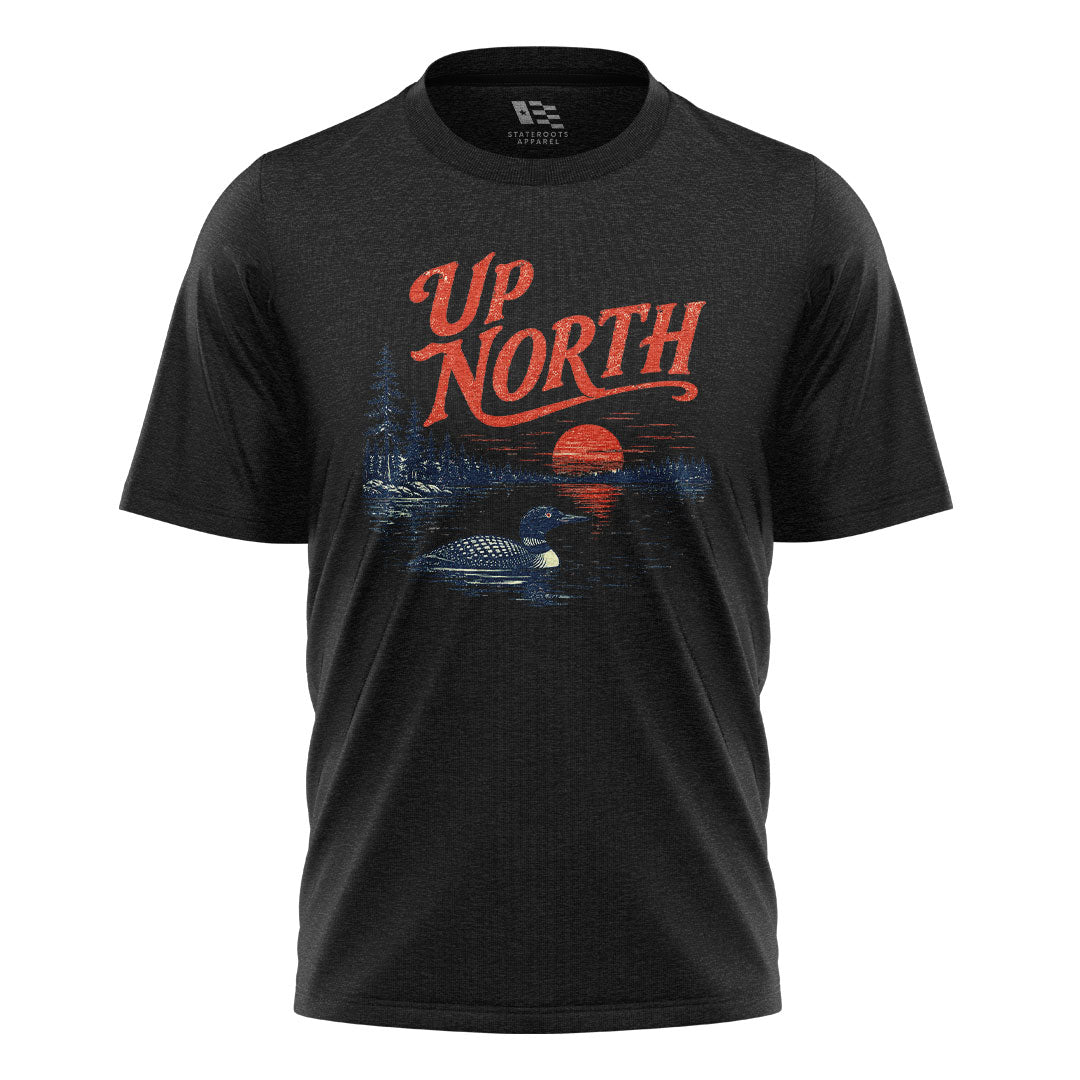 Arkansas Up North Loon Lake Tee - Black flatlay