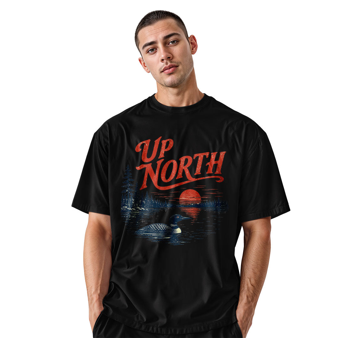 Arkansas Up North Loon Lake Tee - Black view