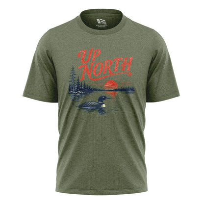 Arkansas Up North Loon Lake Tee - Military Green flatlay