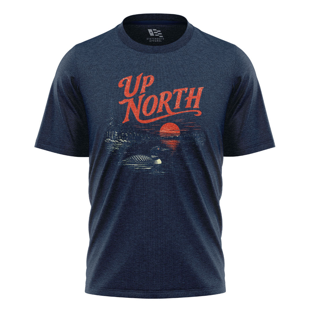 Arkansas Up North Loon Lake Tee - Navy flatlay