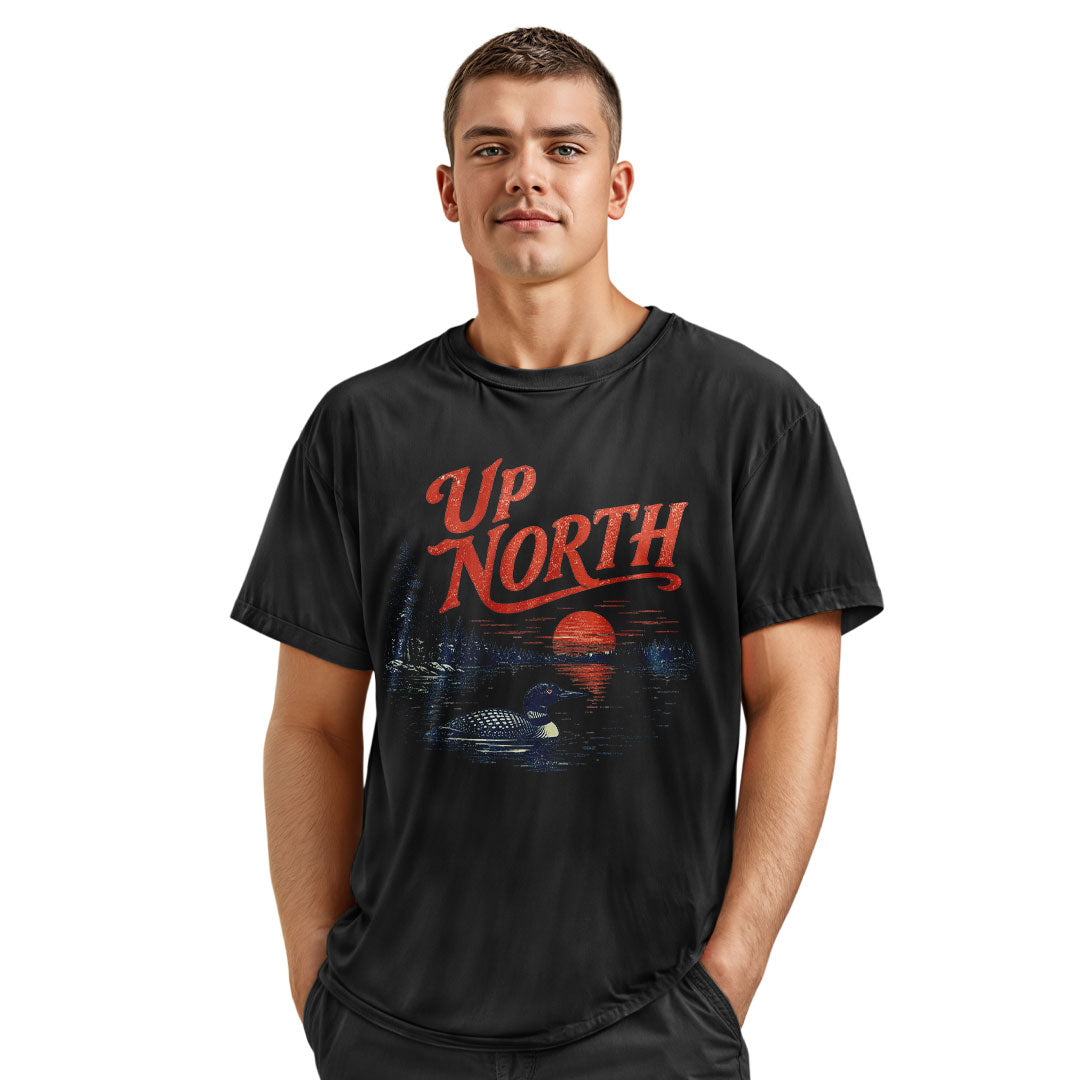 Arkansas Up North Loon Lake Tee - Navy view
