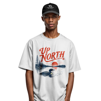 Arkansas Up North Loon Lake Tee - White view