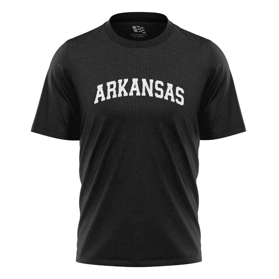 Arkansas Varsity Arch Tee - Black flatlay
