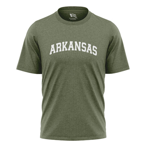 Arkansas Varsity Arch Tee - Military Green flatlay