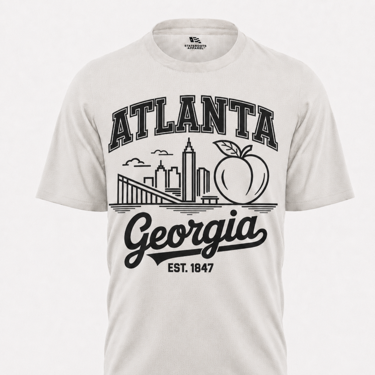 Atlanta Georgia Line Art T-Shirt | Peach City Skyline Script Tee
