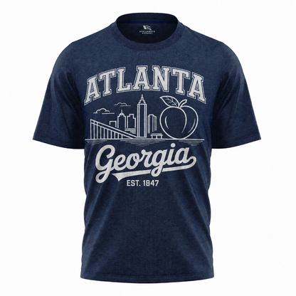 Atlanta Georgia Line Art T-Shirt | Peach City Skyline Script Tee