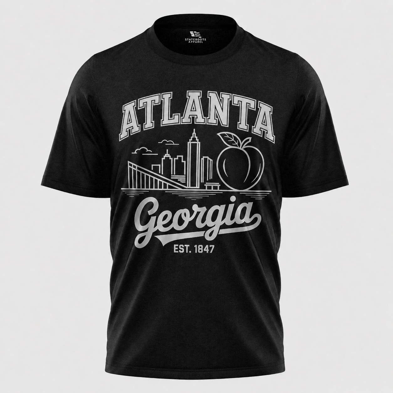Atlanta Georgia Line Art T-Shirt | Peach City Skyline Script Tee