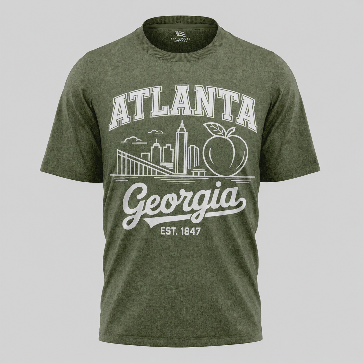 Atlanta Georgia Line Art T-Shirt | Peach City Skyline Script Tee