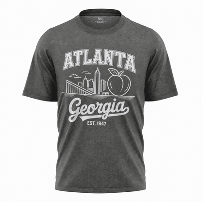 Atlanta Georgia Line Art T-Shirt | Peach City Skyline Script Tee