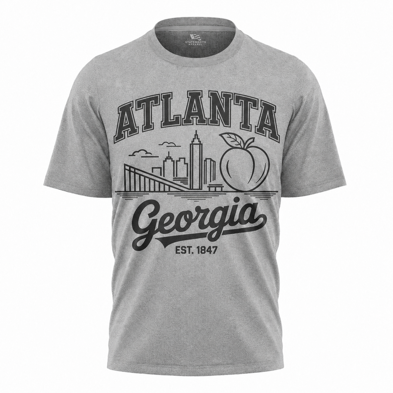 Atlanta Georgia Line Art T-Shirt | Peach City Skyline Script Tee