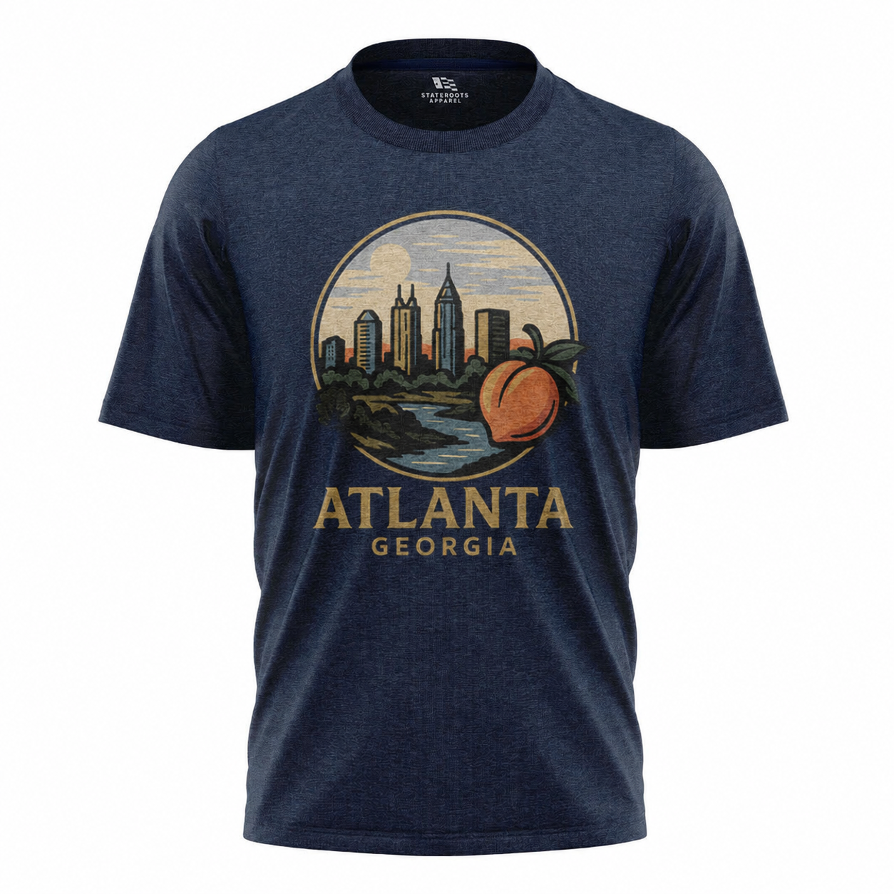 Atlanta Georgia Skyline T-Shirt | Peach Sunset Retro Badge Tee