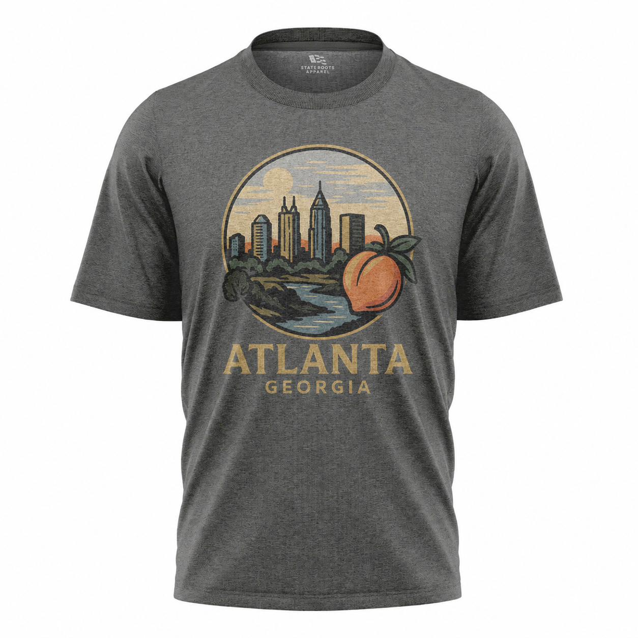 Atlanta Georgia Skyline T-Shirt | Peach Sunset Retro Badge Tee