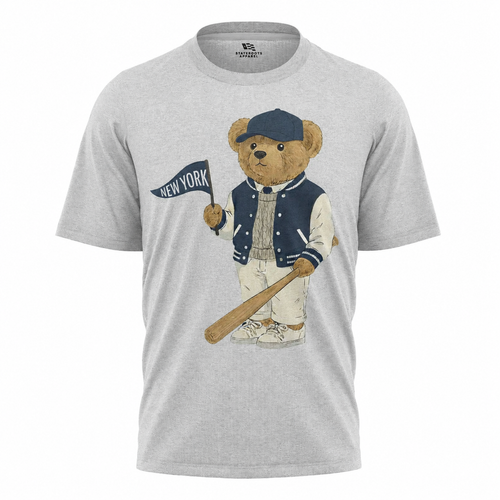 New York Baseball Bear T-Shirt | Vintage NY Pennant Mascot Tee