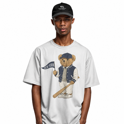 New York Baseball Bear T-Shirt | Vintage NY Pennant Mascot Tee