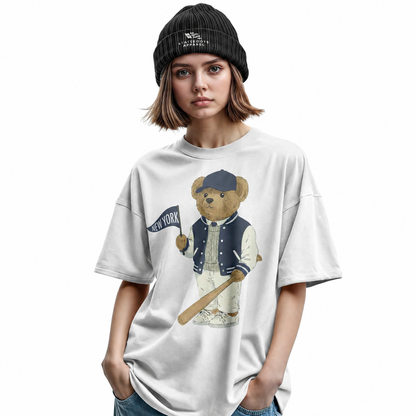 New York Baseball Bear T-Shirt | Vintage NY Pennant Mascot Tee