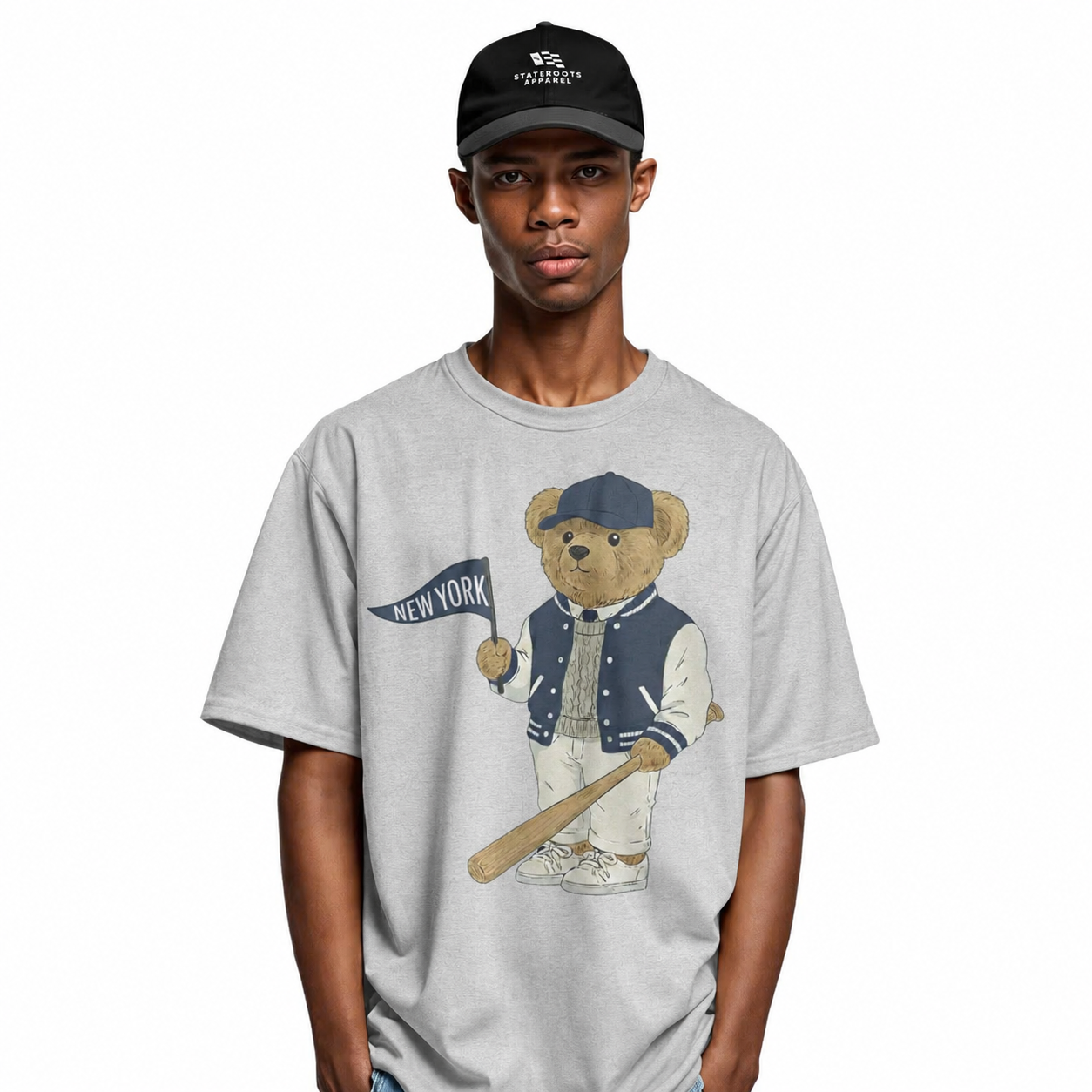 New York Baseball Bear T-Shirt | Vintage NY Pennant Mascot Tee