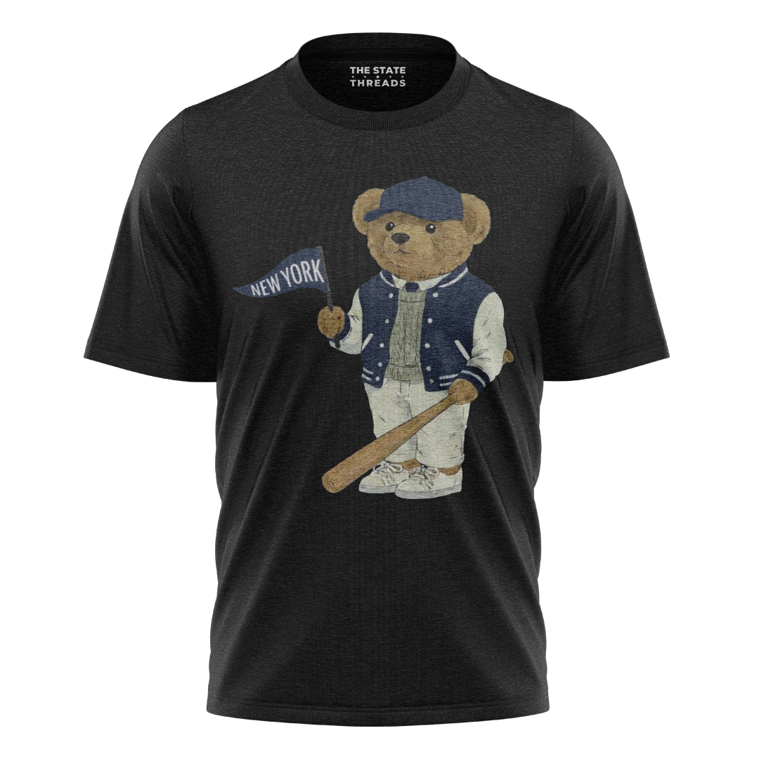 New York Baseball Bear T-Shirt | Vintage NY Pennant Mascot Tee