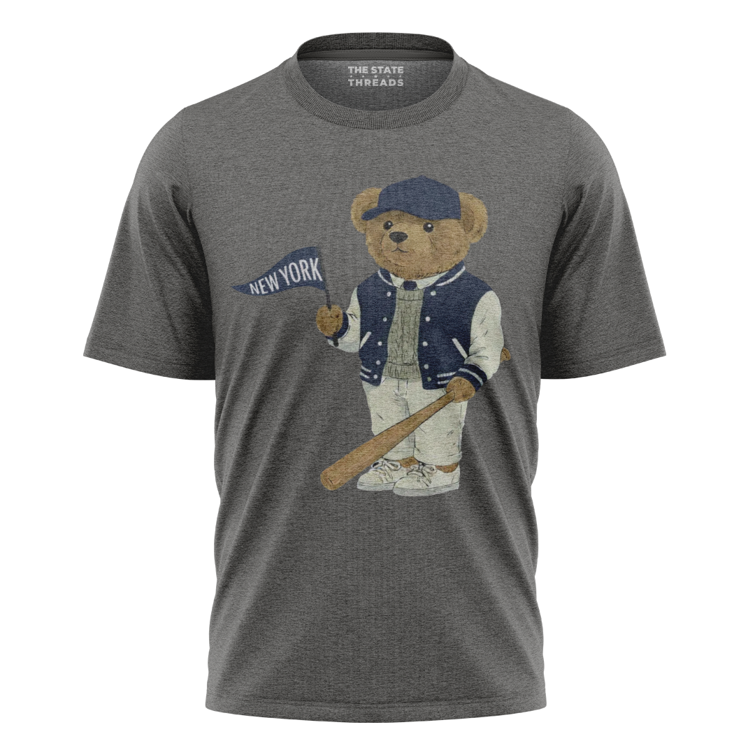 New York Baseball Bear T-Shirt | Vintage NY Pennant Mascot Tee