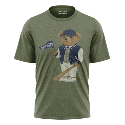 New York Baseball Bear T-Shirt | Vintage NY Pennant Mascot Tee