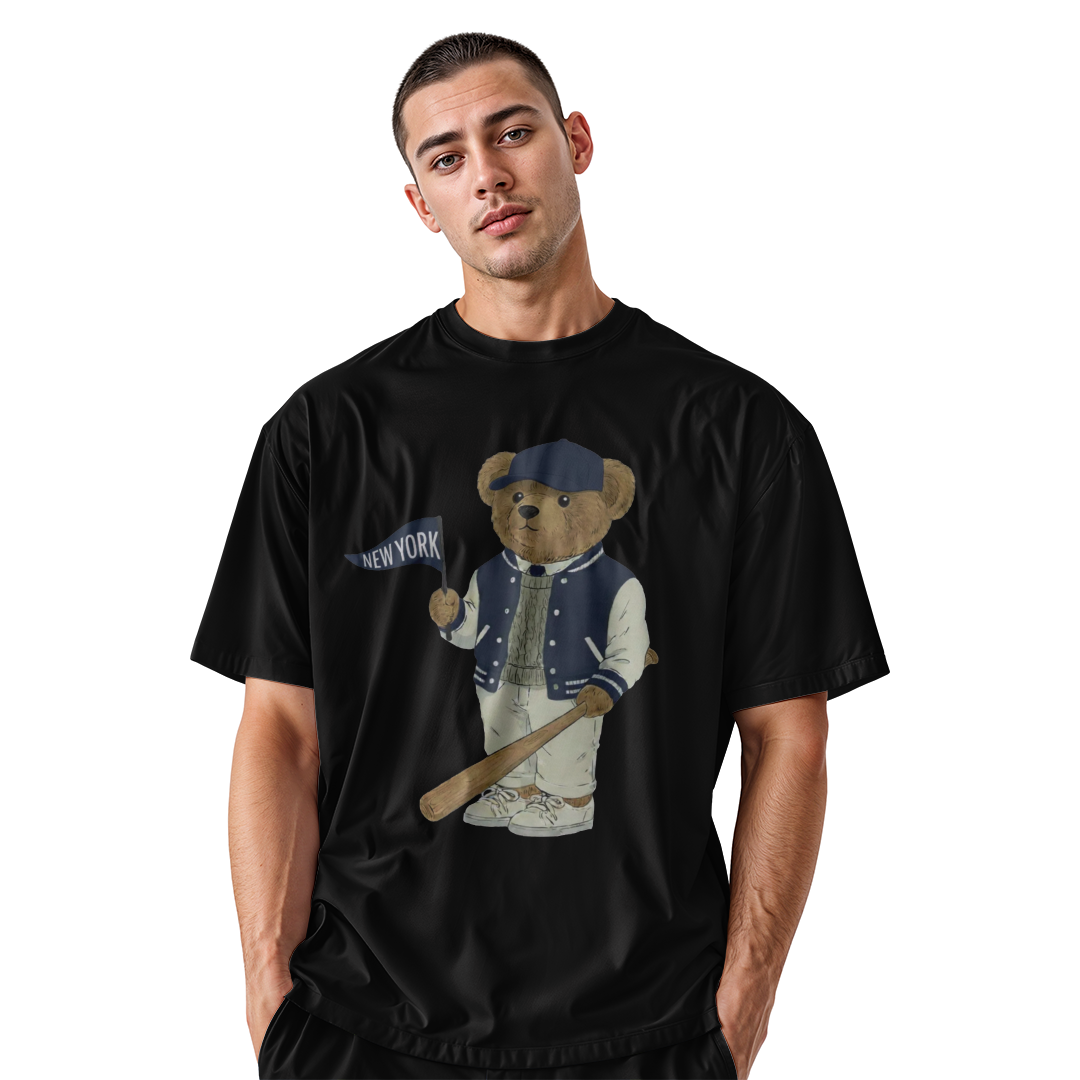 New York Baseball Bear T-Shirt | Vintage NY Pennant Mascot Tee