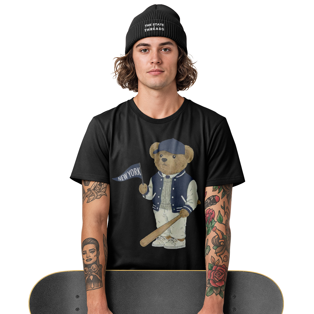 New York Baseball Bear T-Shirt | Vintage NY Pennant Mascot Tee