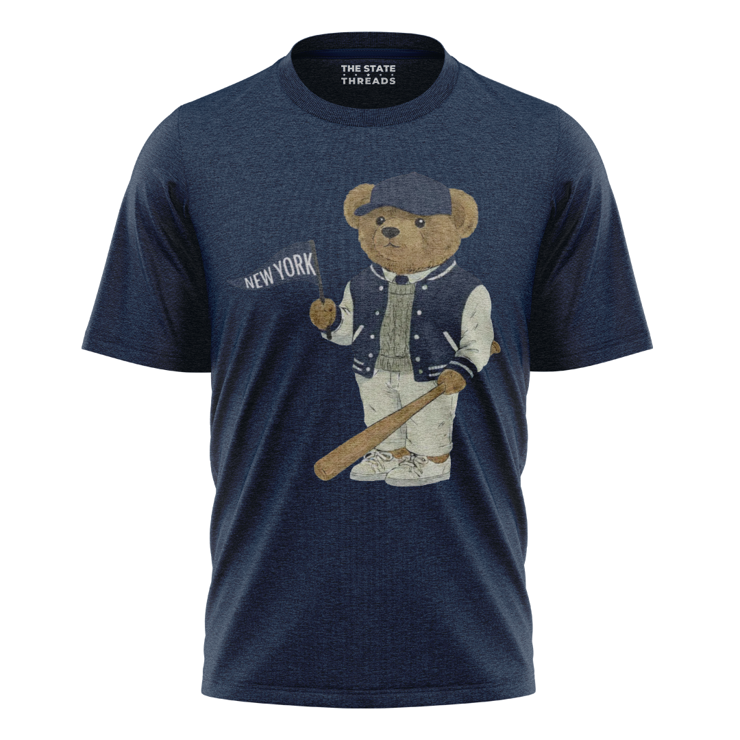 New York Baseball Bear T-Shirt | Vintage NY Pennant Mascot Tee
