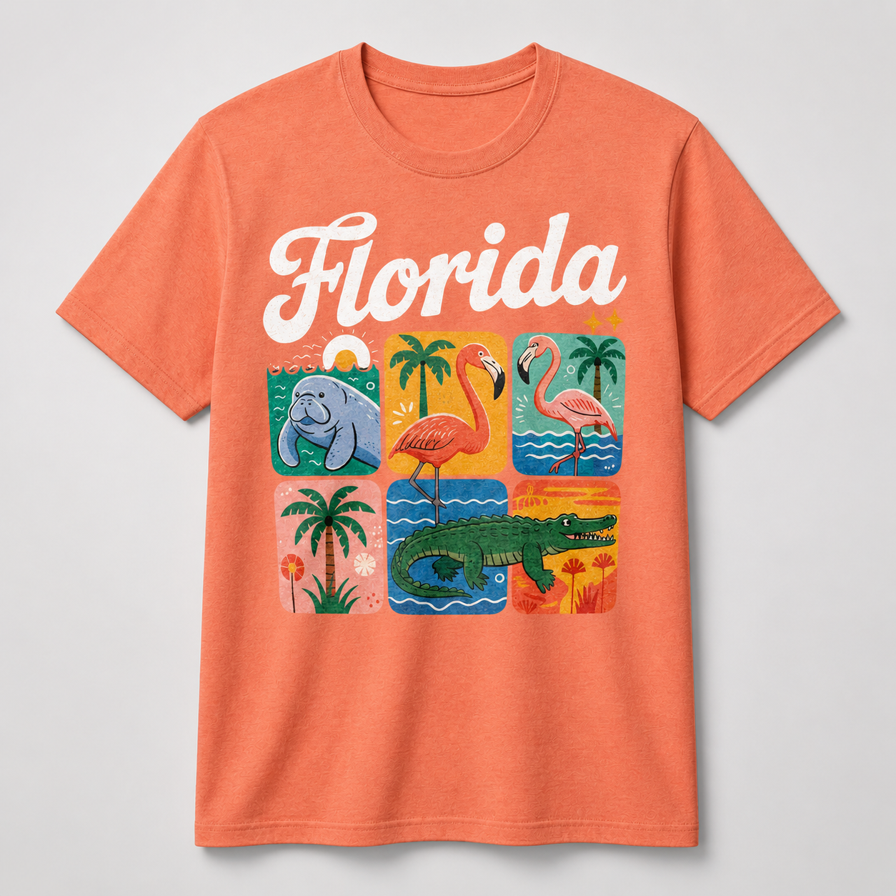 Florida Cursive T-Shirt | Manatee Flamingo Alligator Sunshine State Souvenir Tee