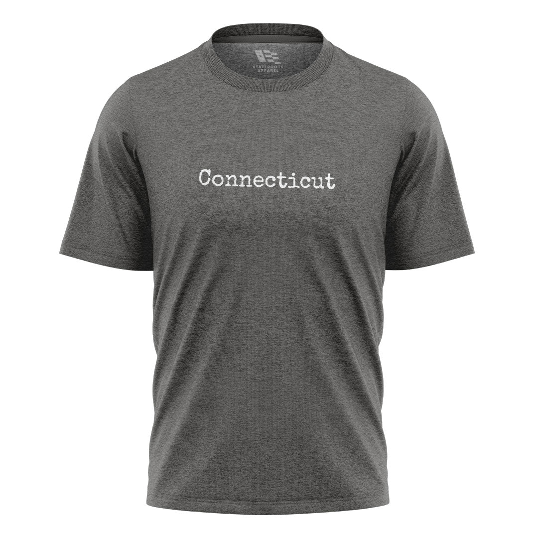 Connecticut Minimalist T-Shirt | Typewriter Text Tee - Charcoal