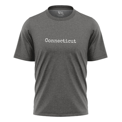 Connecticut Minimalist T-Shirt | Typewriter Text Tee - Charcoal