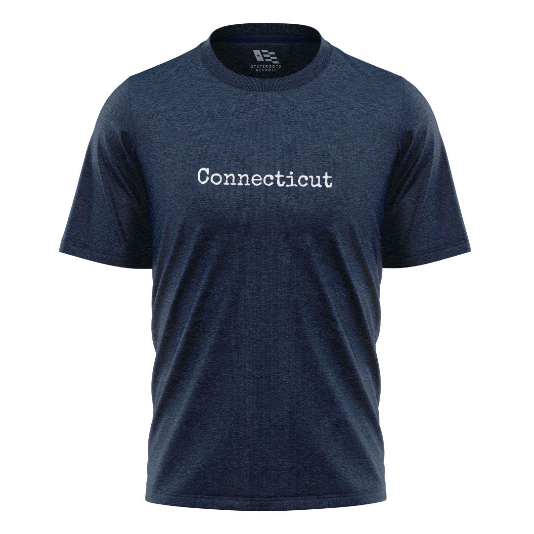 Connecticut Minimalist T-Shirt | Typewriter Text Tee - Navy