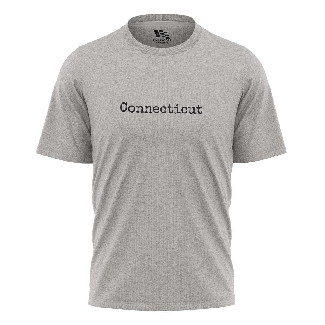 Connecticut Minimalist T-Shirt | Typewriter Text Tee - Sport Grey