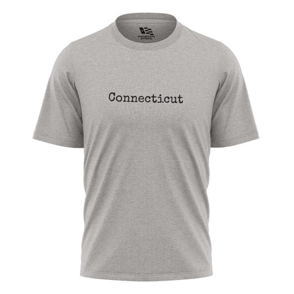 Connecticut Minimalist T-Shirt | Typewriter Text Tee - Sport Grey