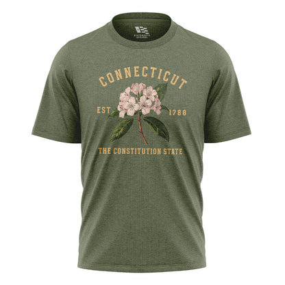 Connecticut Mountain Laurel T-Shirt | Botanical 1788 Tee - Military Green