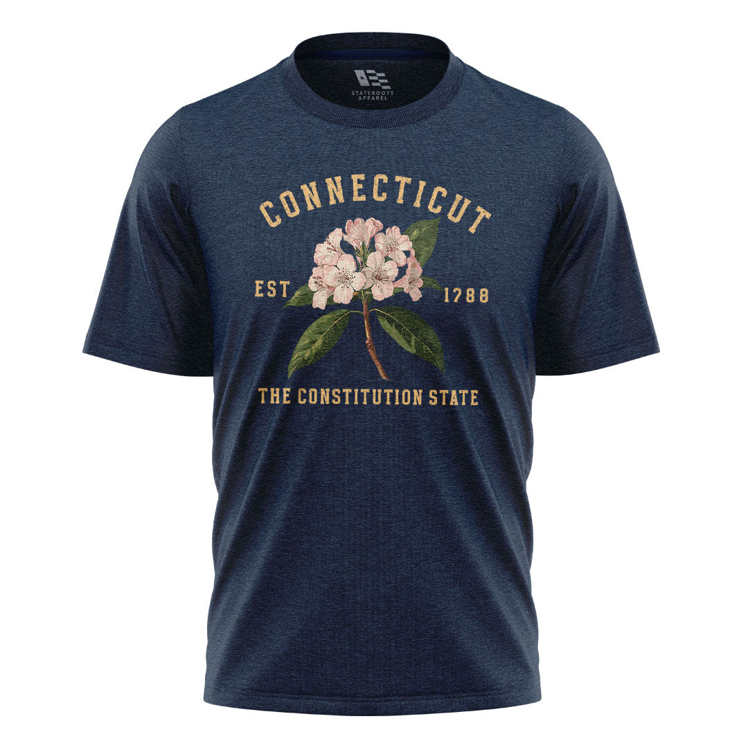 Connecticut Mountain Laurel T-Shirt | Botanical 1788 Tee - Navy