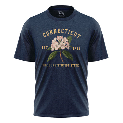 Connecticut Mountain Laurel T-Shirt | Botanical 1788 Tee - Navy
