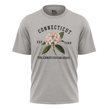 Connecticut Mountain Laurel T-Shirt | Botanical 1788 Tee - Sport Grey