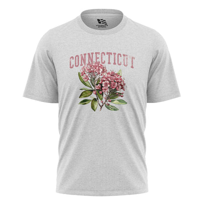 Connecticut Mountain Laurel T-Shirt | Varsity Floral Tee - White