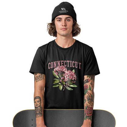 Connecticut Mountain Laurel T-Shirt | Varsity Floral Tee - White